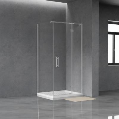 China Blue Matt Tempered Glass Shower Enclosure with Hinges and Nano Coating on Both Sides for sale