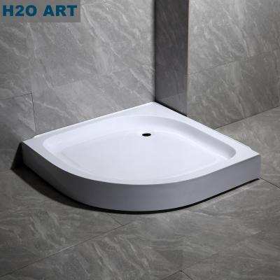 China Customized Single Color Corner Acrylic Shower Tray with Front Skirt and Legs Bath Tray for sale