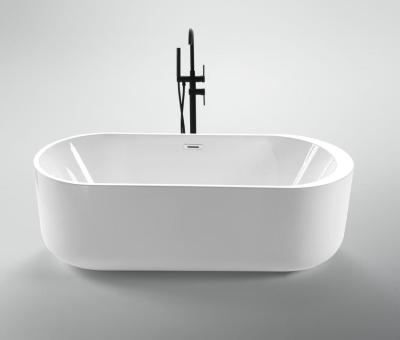 China Acrylic Bathtub with Hot Tub and Faucet Hardware Elegant Smooth Oval Freestanding Tub for sale