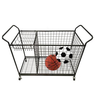 China OEM&ODM Movable Sports Ball Storage, Garage Sports Equipment Storage Cart, Ball Organizer Display Racks For Sports for sale