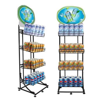 China Multilayer Supermaket Reveal Supermarket Beverage Food Frame Shelf Ground Mobile Grocery Snack Shelves for sale