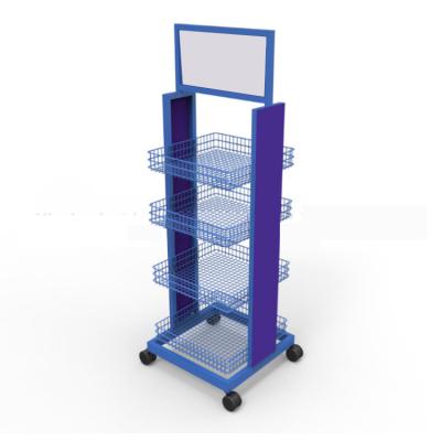 China Best Movable Design Advertising Grocery Retail Display Stand Rack Display Stand Supermarket Shopping Shelf Rack for sale