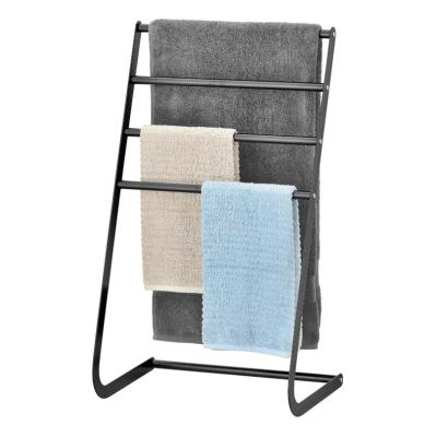 China New Sustainable Black Bath Towel Rack Household Bathroom Free Standing Towel Racks For Bathroom for sale