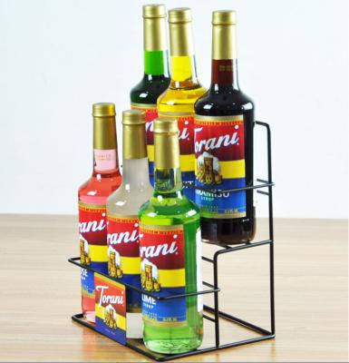 China Modern Double Sided Desktop Metal Display Liquor Bottle Rack Racks Wine Racks Wine Storage Rack Beverage Bottle Holder Shelf for sale