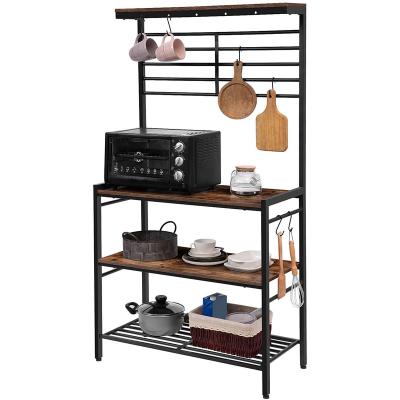 China Round-Sided 6 Layer Kitchen Metal Baker&Rack Microwave Workstation Storage Floor Round-Sided Spice Rack for sale