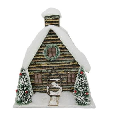 China Chimera Holidays Decorate Christmas Paper House Decoration With Bottle Brush Trees for sale