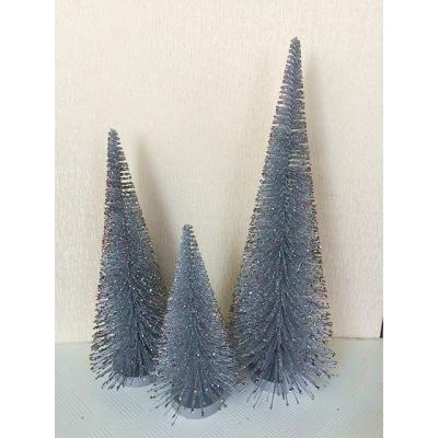 China Light blue plastic holiday tree with glitter for sale