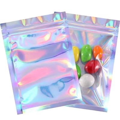 China Wholesale Customized Recyclable Holographic Bag Jewelry Gift Standup Holographic Eyelash Bags Resealable Holographic Bag for sale