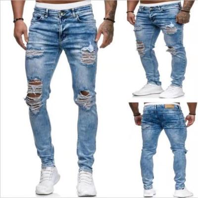 China QUICK DRY Stretch Jeans Stretch Scratch Jeans And Distressed Long Tapered Jeans Men for sale