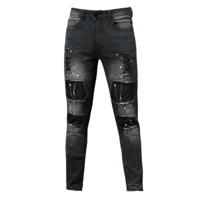 China QUICK DRY men's skinny jeans stretch skinny men's stretch jeans fashion patch elastic men's black jeans for sale