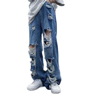 China 2021 QUICK DRY sexy soft loose jeans elastic blue booty jeans for women ripped straight jeans for sale