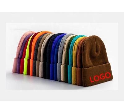 China Wholesale Custom Color COMMON Logo Embroidery Brand Tag Solid Winter Warm Knit Hood Hats Knitted Beanie Hat for sale