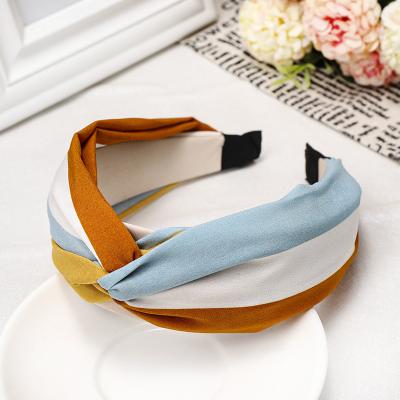 China Fashion Rainbow Headband Striped Headband Korean Cool Small Cross Fabric for sale