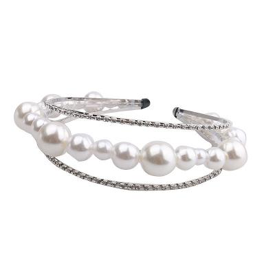 China New Fashion Stripes Handmade Baroque Pearl Headband Hair Circle Luxury Jewelry Accessories Big For Women for sale