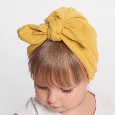 China Environmental friendly. Washable. Reusable. Simple Design Kids Rabbit Ears Toddlers Turban Knot Soft Bow Headband Hat Bows Baby Headband Hat For Babies for sale