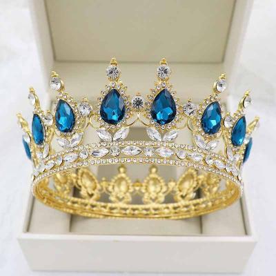 China Fashionable Baroque Round Bridal Luxury Headband Hollow Out Rhinestones Crown Women Headbnads Bling for sale