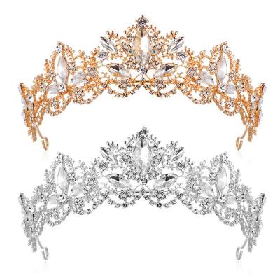 China Classic Luxury Retro Rhinestone Alloy Bridal Crown Wedding Tiara Crown Headband Hair Accessories for sale