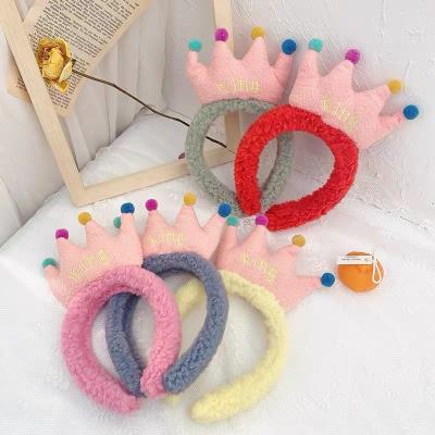 China New European Custom Girls Edge Off Thick Woolen Winter Teddy Curly Plush Women Headband Woolen Fur Headband for sale