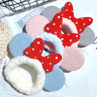 China European Korean Plush Hairbands Cute Bowknot Band Hair Wash Face Bow Makeup Headband For Washing Face for sale