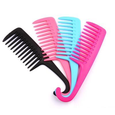 China Custom Logo Hair Comb Practical Portable Plastic Big Teeth Hairdressing Straightener Popular Anti-static Hair Comb for sale