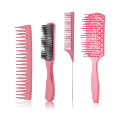 China Wholesale Hairdressing Hair Comb Set Logo Hairdressing Comb Plastic Hair Wet Dry Dual Function Custom Comb for sale