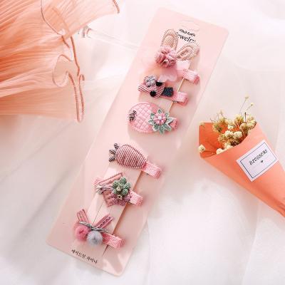 China Children's hair clip set new fashion lovely girls cartoon cloth plastic hair clip kids cute children's hair clip hairpin for sale