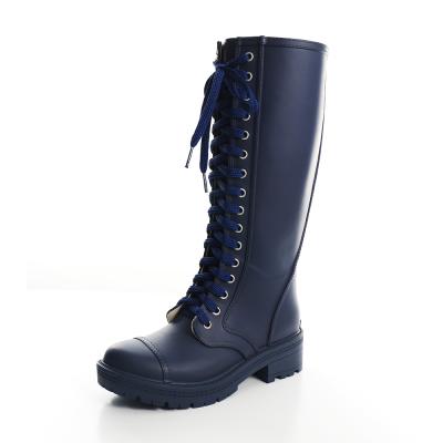 China Fashion Trend Dark Blue Women's High Heel Rain Boots Breathable Shoes Low And Anti-skid Rubber 2021 for sale