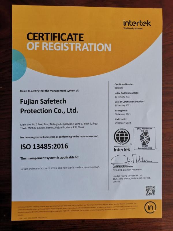 ISO13485 - Fujian Safetech Protection Co., Ltd.