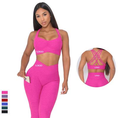 China 2022 new antibacterial gym women set crack! crack! Leggings Custom Activewear Gym Fitness Sets for sale