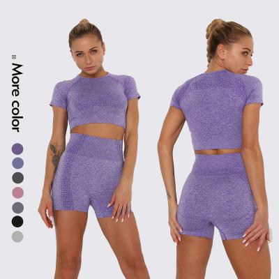 China Women Solid Color Gym Clothing Fitness Wear Yoga Set Antibacterial Wholesale Empty Manufacturer for sale