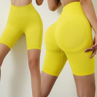 China 2022 Antibacterial High Waist Seamless Gym Fitness Shorts Women Yoga Pants Short Pants For Running for sale