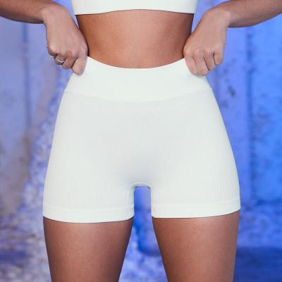 China 2022 Antibacterial New Ribbed Compression Shorts Women's Workout Shorts Seamless Yoga Shorts for sale