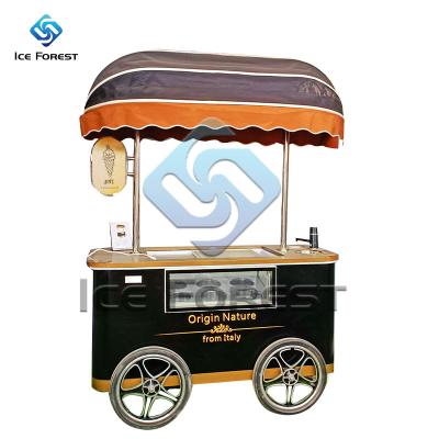 China Perfect defog and defrost outdoor mobile ice cream food trailer street push mobile food ice cream vending cart for sale