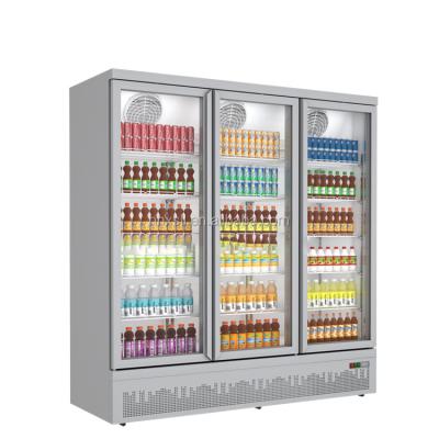 China For Commercial Cold Beverage Supermarket Vertical Plug In Right Glass Door Energy Beverage Cold Display Fridge Freezer for sale