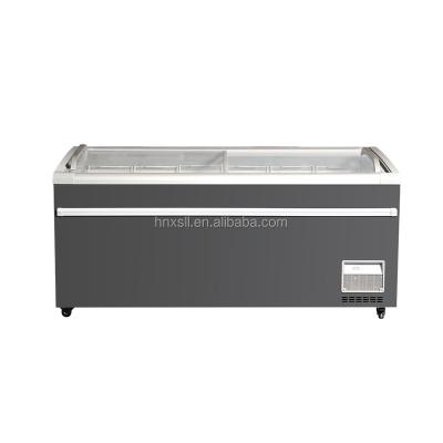 China Single-temperature Ice Cream Chicken Combination Island Display Chiller Showcase Continuous Refrigerator Freezer for sale