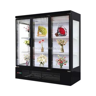 China For New Style Flower Blossom Display Transparent Glass Door Refrigerator Fresh Preservation Commercial Refrigerator for sale