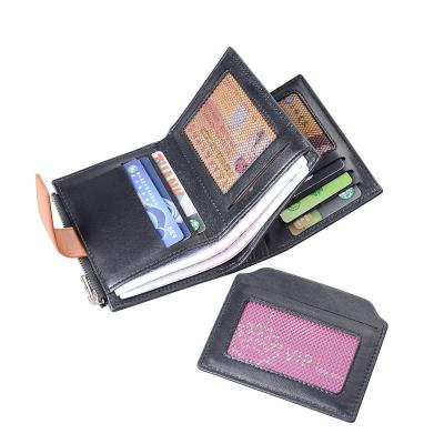 China Business ID Clip Small Slim Popular Anti Theft Men's Fashionable Luxury Business ID Clip Money Atm Credit Leather Wallet Card Holder Wallet for sale