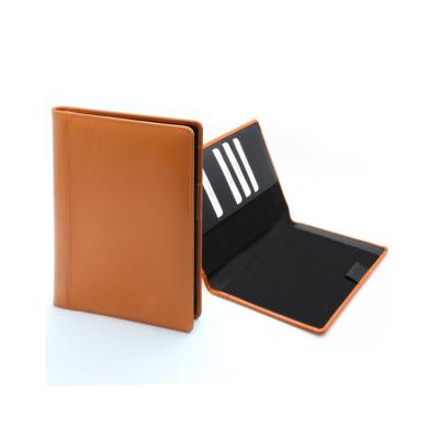 China Factory hot sales RFID leather sturdy ledger crypto card holder A5 plastic folder with notepad and pen for sale