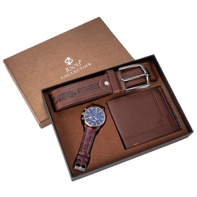 China Promotion Waterproof Men's Gift Box Men's Wallet Watch Combination Suit Gift Set Watch Wallet Belt Business Gift Exquisite Packaging Set for sale