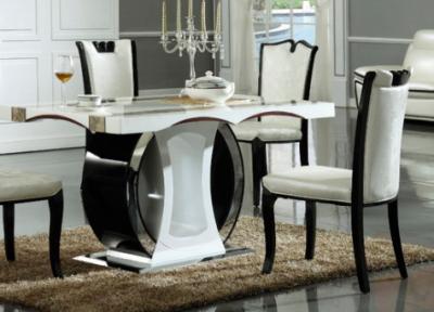 China 6 person rectangular hotel natural marble table dining room furniture for sale