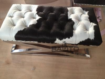 China classical luxury cows leather color ottoman furniture for sale