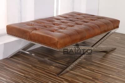 China classical old style antique rectangle leather ottoman for sale