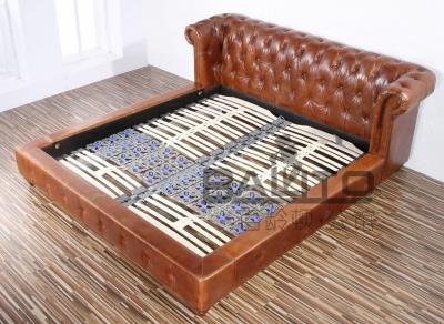 China classical old style antique leather bed furniture for sale