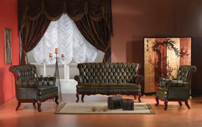 China Classical antique Europe style chesterfield leather sofa set for sale