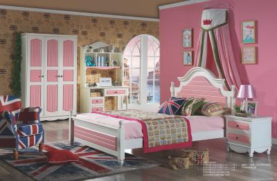 China modern pink solid wood teenagers bed room furniture for sale