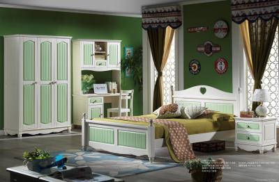 China green youth solid wood bed room set furniture for sale