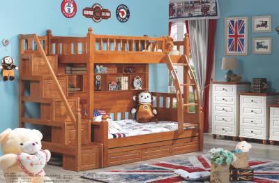 China solid wood bunk bed with ladder cabinet for sale