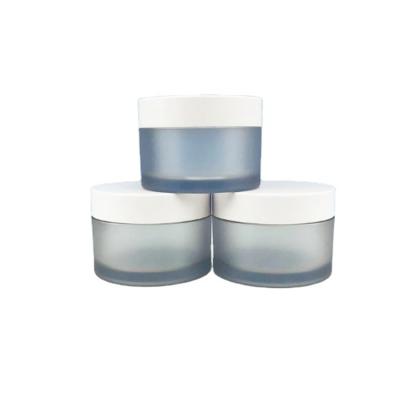 China Cosmetic cosmetic jars with lid for skin care cream wholesale high quality custom cheap recycled plastic pp plastic PET 50g white silver for sale