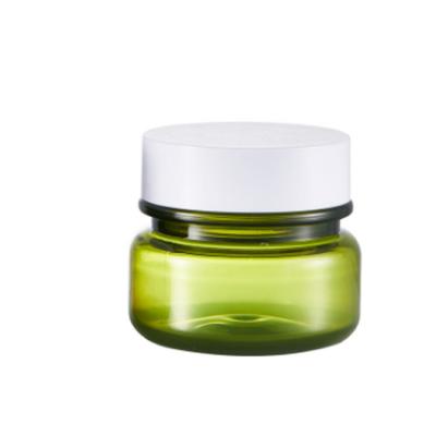 China PP Cosmetics PET Container Jar For Amber Green Other Cosmetic 30g 50g White Round Plastic Recyclable Skin Care Cream Factory Wholesale for sale