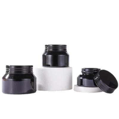 China 15g 30g 50g Cosmetic Oblique Glass Jar Slanted Slope Shoulder Cream Container Cosmetics Empty Matte Frosted Amber Black Glass Cream Jar for sale